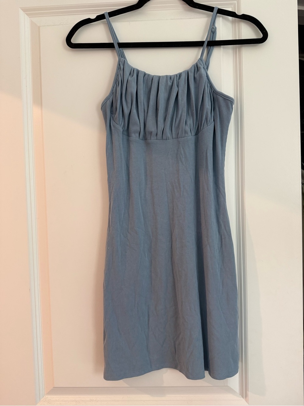 Kendall & Kylie Dusty Blue Ruched Bodice Mini Dress